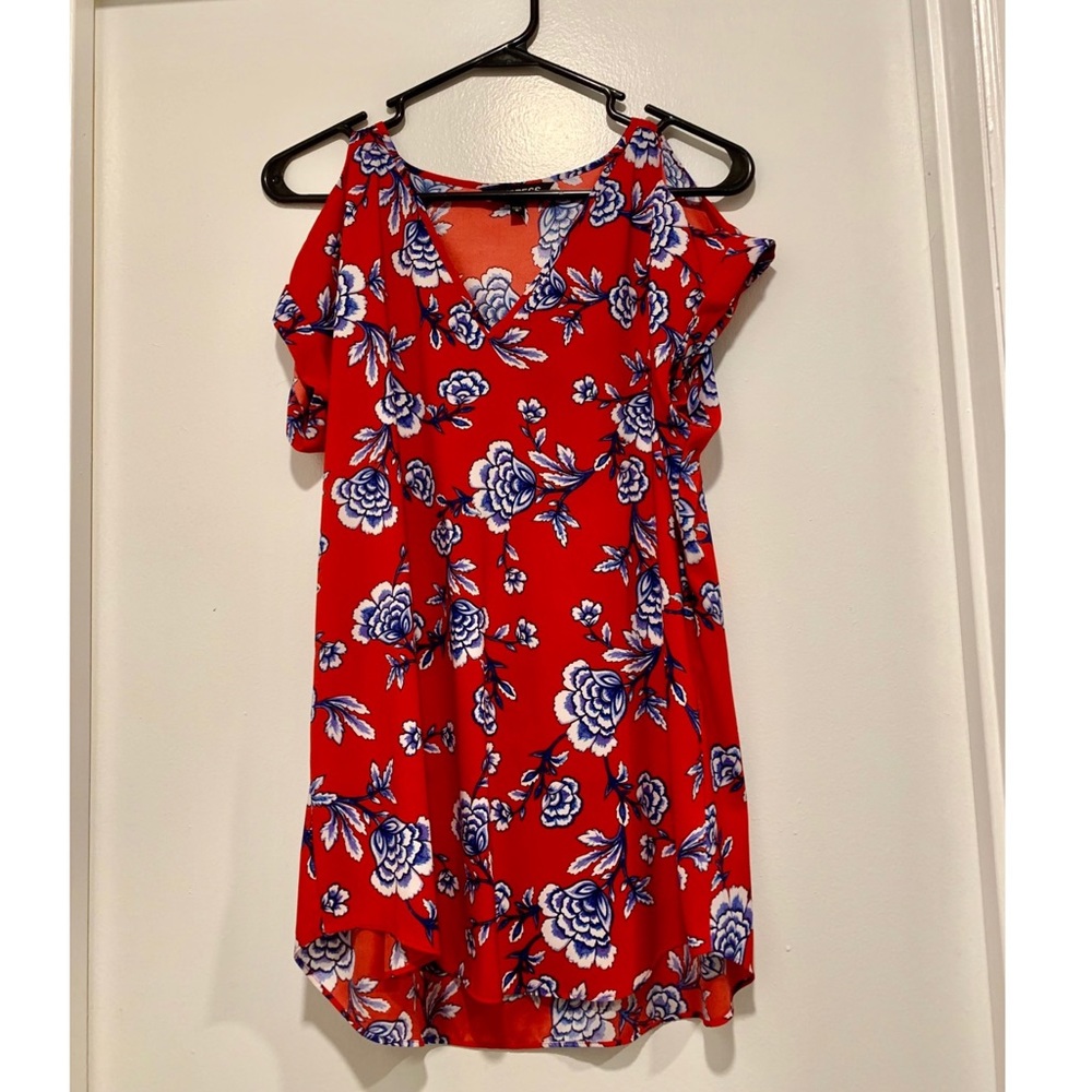 Express cold shoulder rolled sleeve blouse